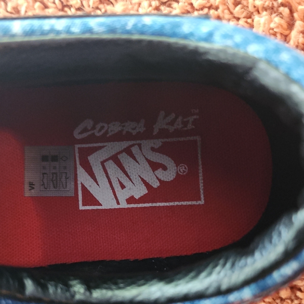 Vans Blue Acid Wash Men's Sneakers Cobra Kai Best Defense More Offense - Picture 12 of 14
